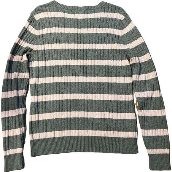 IZOD Pink and Grey Striped Sweater - Picture 2 of 4